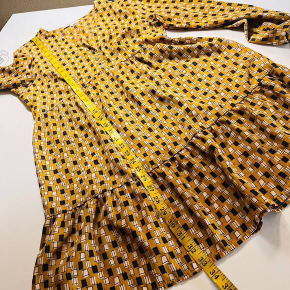 Andree By Unit Abstract Print V Neck Long Sleeve Tiered Dress Size S Small - Picture 6 of 7